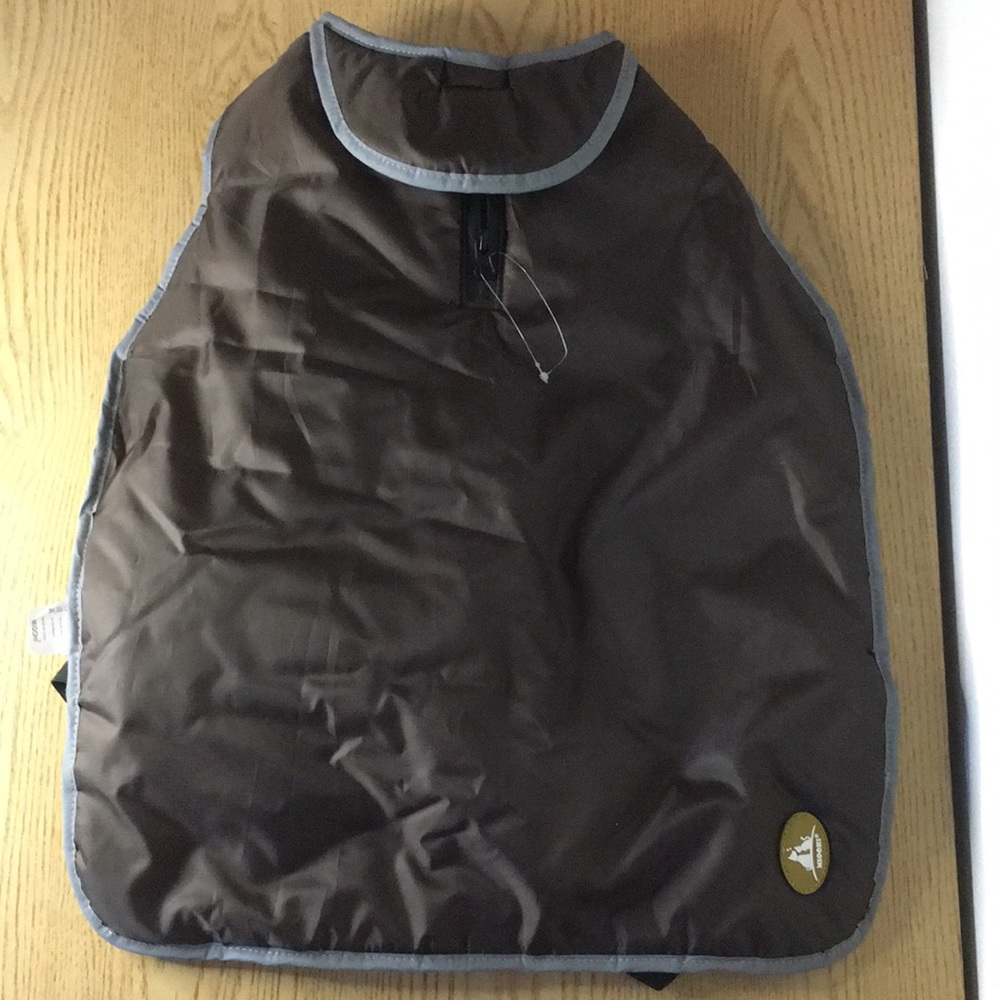 New Doggie Fleece Jacket Faux Collar Velcro Waist Closure Brown Medium 19”-16.5” - Picture 2 of 8